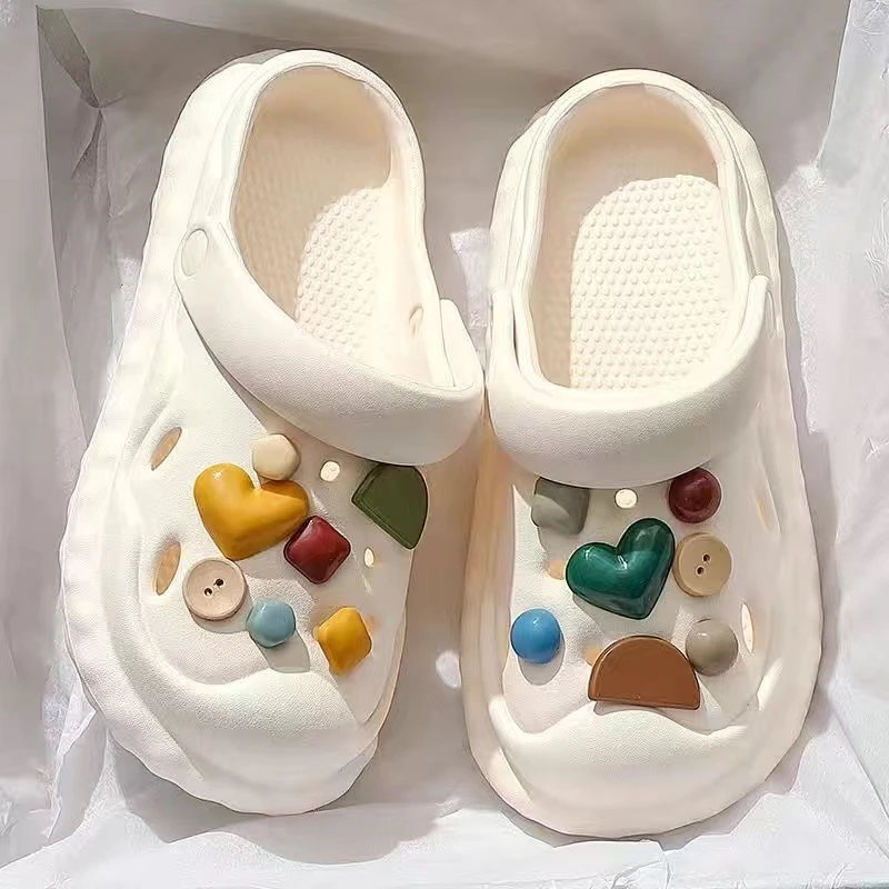 2023新款爆款网红踩屎感包头拖鞋女夏季厚底透气机器狗洞洞凉拖鞋