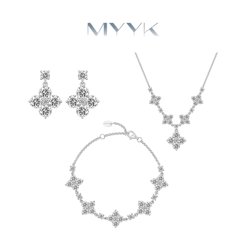 925银合成锆石手链 MYYK 坠链均925银 璀璨系列项链耳坠手链