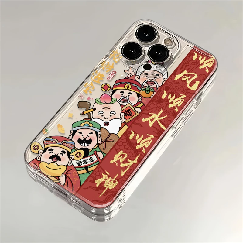 五路财神适用小米华为oppovivo苹果15手机壳14pro太空软壳13/12套
