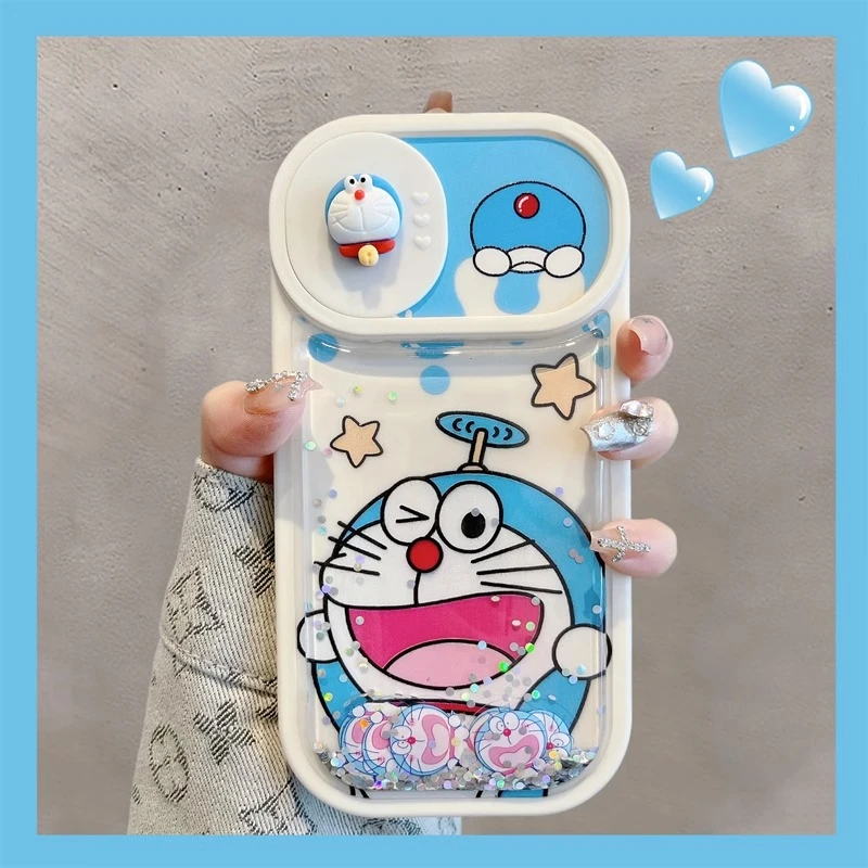 推窗流沙叮当苹果14promax手机壳女款iphone13网红防摔12卡通11潮