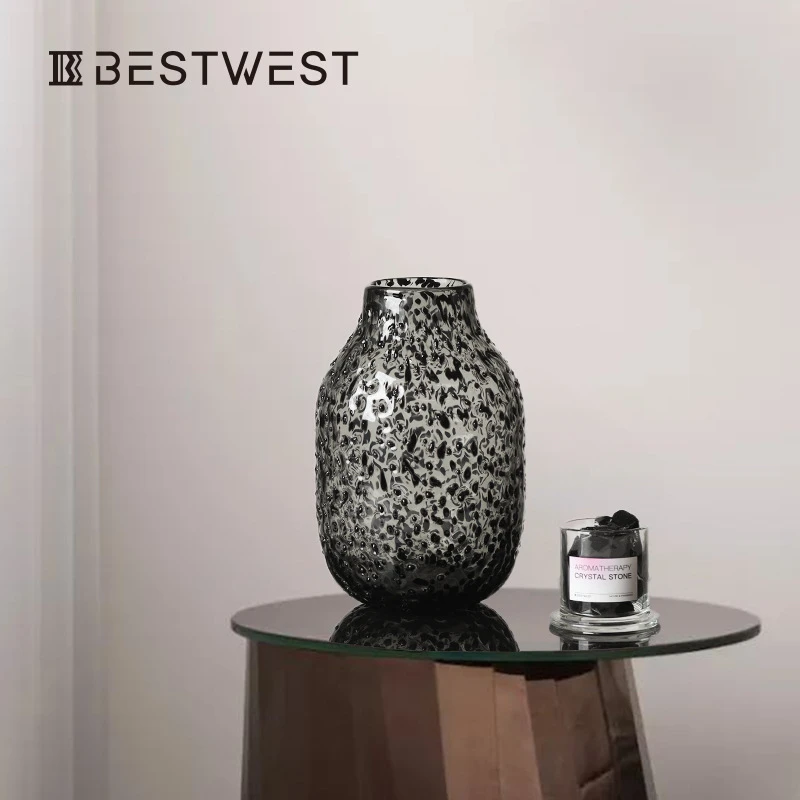 BESTWEST高颜值花瓶玻璃小ins窄口家居大肚子桌面鲜花轻奢插花瓶