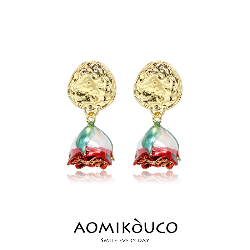 锌合金耳饰 2023年新款潮小众设计感耳钉玫瑰时尚耳环女耳饰EH043