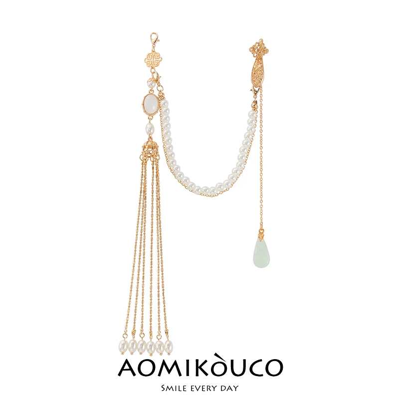 合金胸针 古风旗袍压襟珍珠流苏吊坠挂件国潮汉服茶服中式配饰692