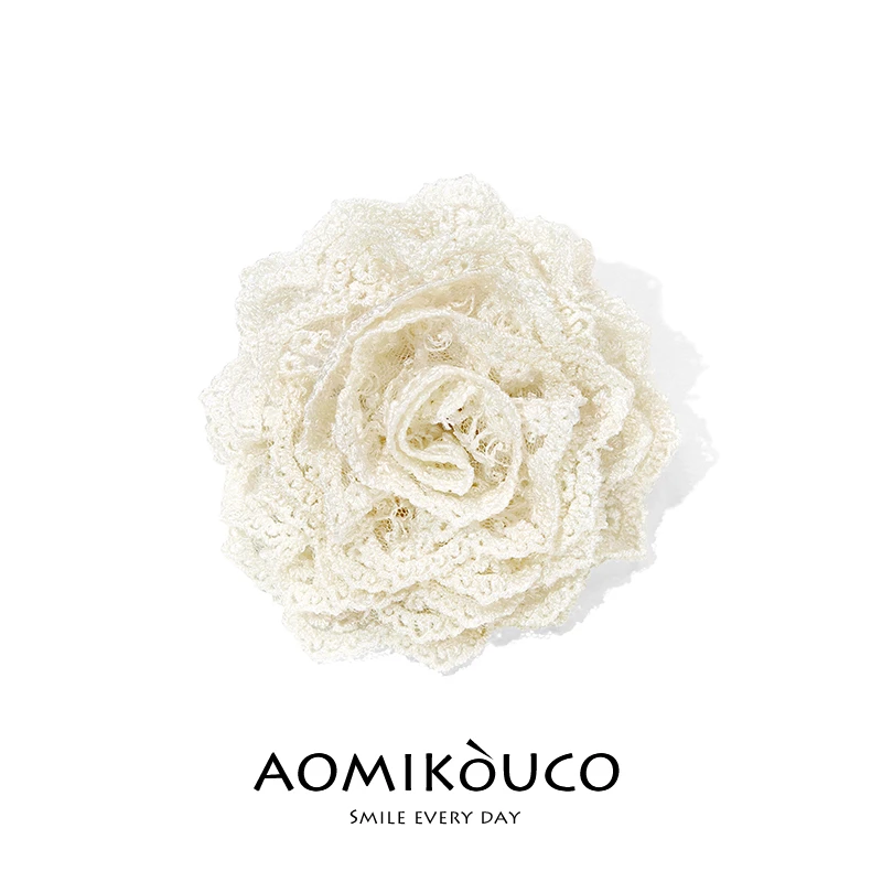 非金属布艺胸针 新中式布艺蕾丝花纹山茶花胸针别针连衣裙配饰098