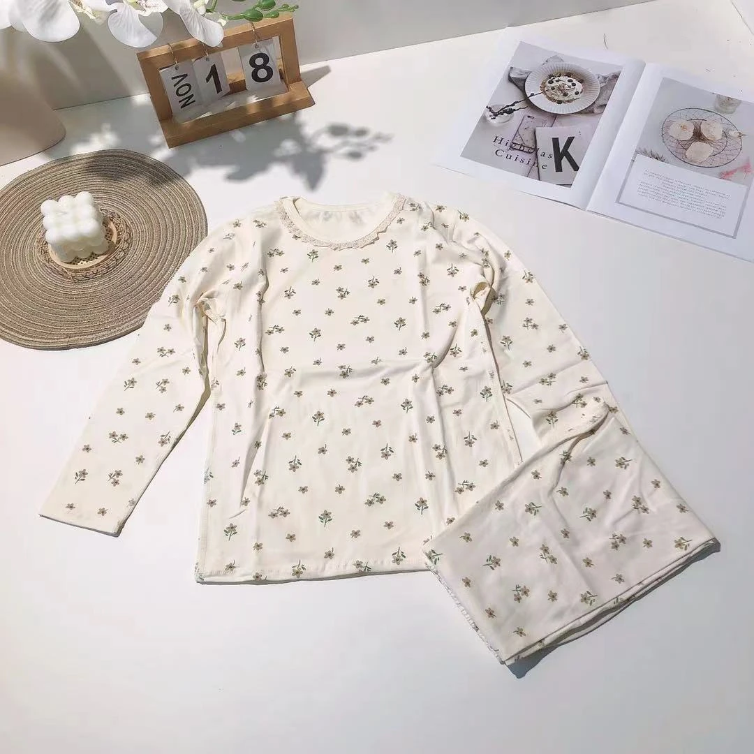 B88儿童莱卡家居套装棕色小花款