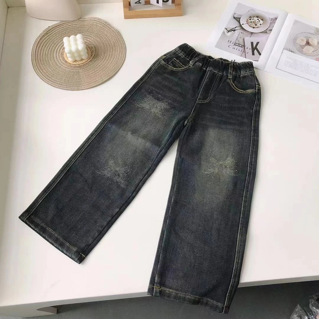 C175儿童冬款加绒直筒牛仔裤A17