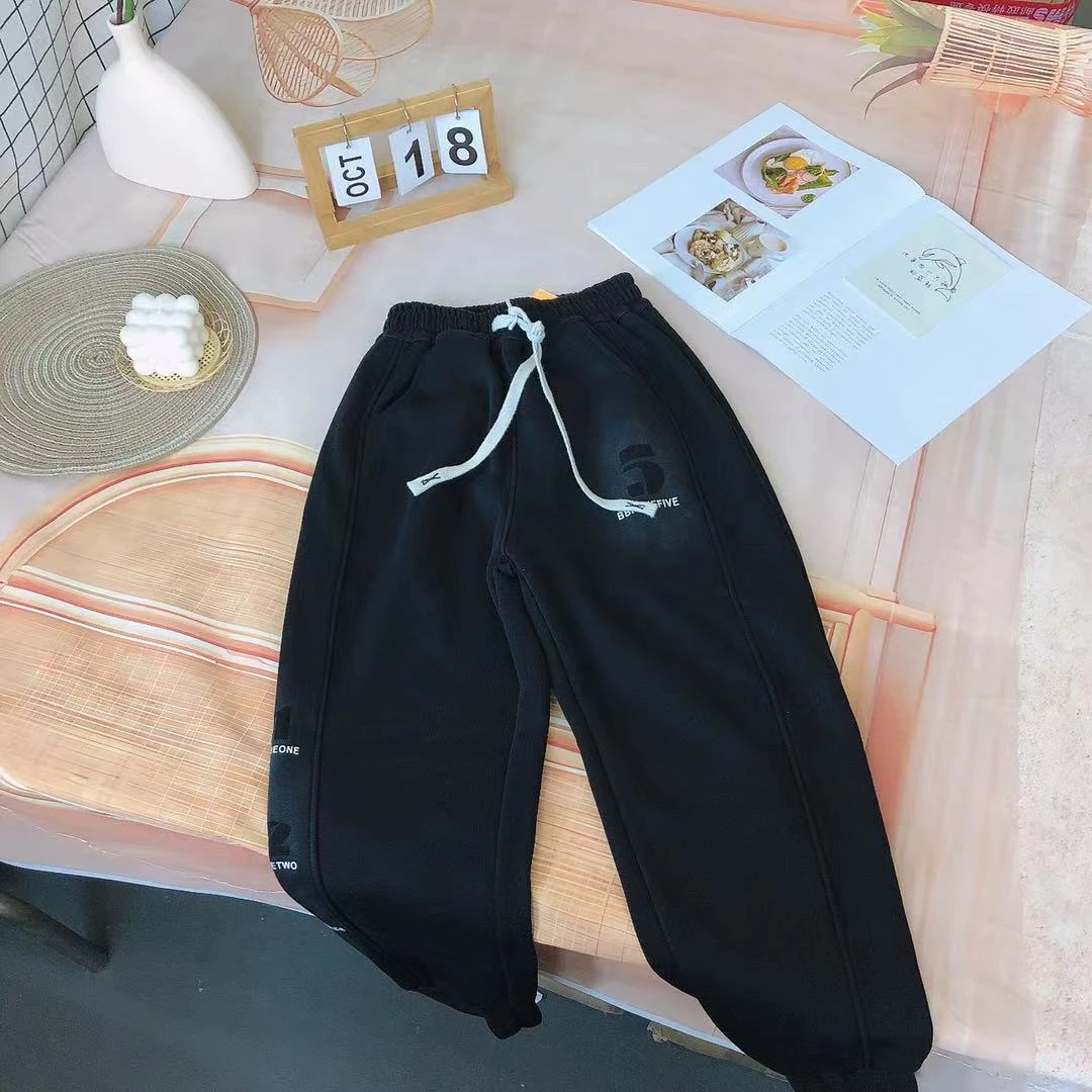 Q06大童冬款加绒水洗5字母休闲裤1101