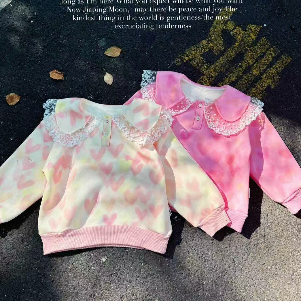 K194儿童冬款加绒晕染爱心卫衣