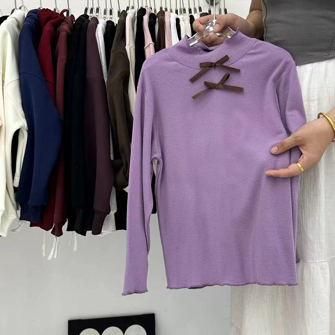 K003儿童秋款蝴蝶结百搭打底衫