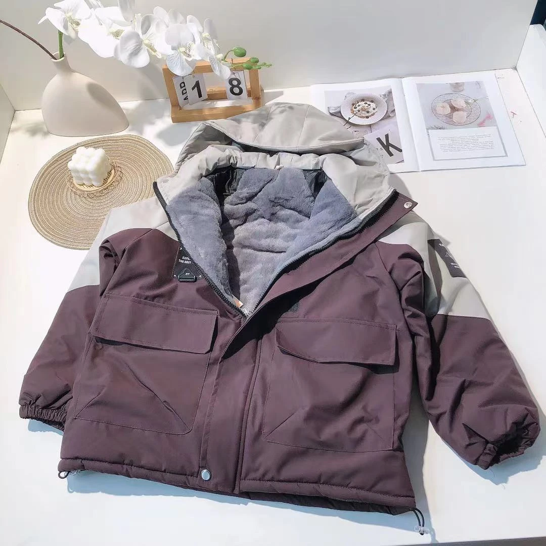 Y003大童冬季加绒外套H字母款