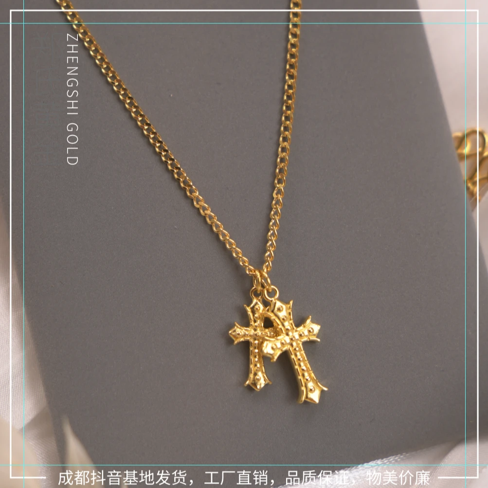 【郑氏黄金】足金999,9双十字架黄金时尚套链