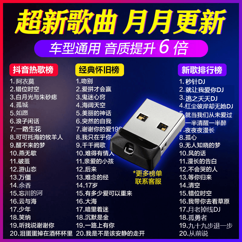 迷你车载u盘听歌神器无损音乐6倍高品音质抖音流行歌曲汽车用mp34