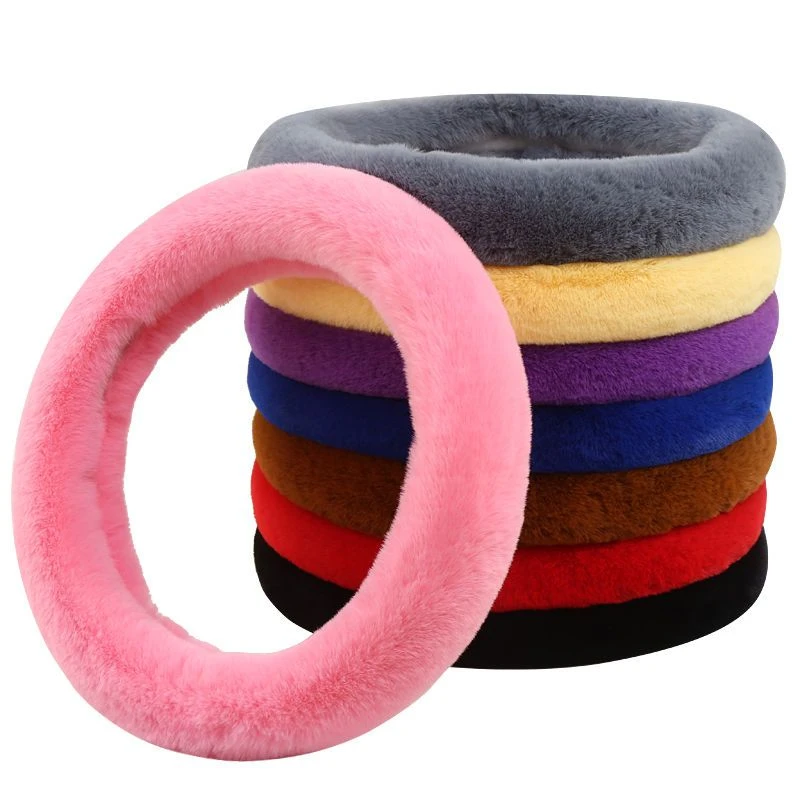 23款方向盘套冬季保暖长毛不掉毛毛绒汽车方向盘套防滑通用把套