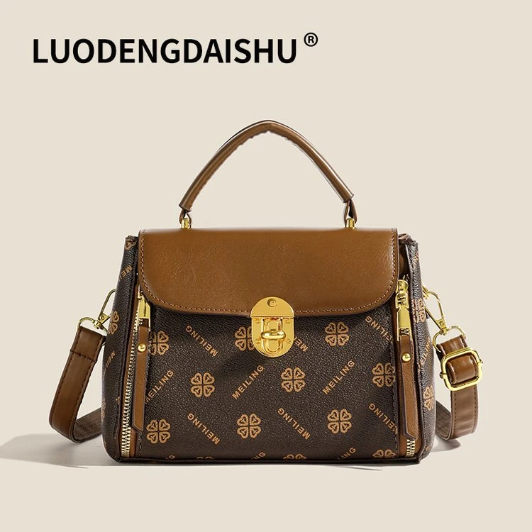 【长22宽9高18】新款复古潮流百搭贵妇包单肩斜挎包7836四叶草花朵