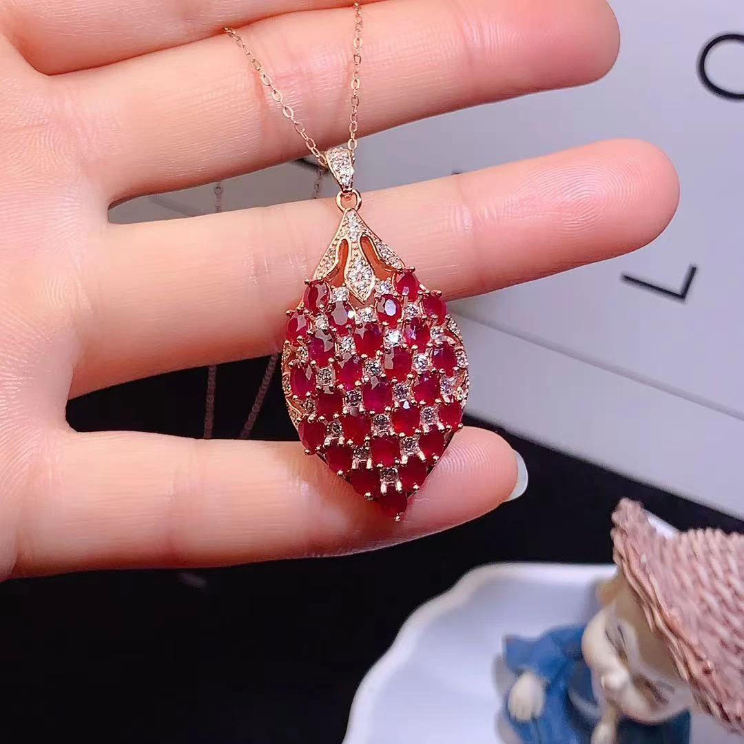 [四季粉丝福利]红宝石3*4mm百搭项链s925银镶嵌ins气质潮流时尚