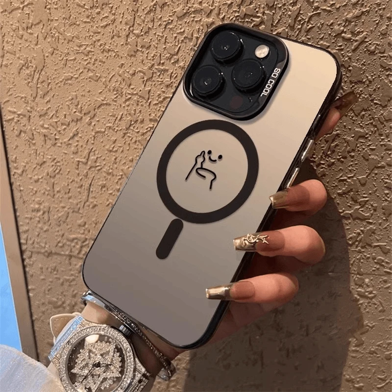 磁吸中指小人适合iPhone16手机壳14/13/12/11苹果15情侣i彩银无线