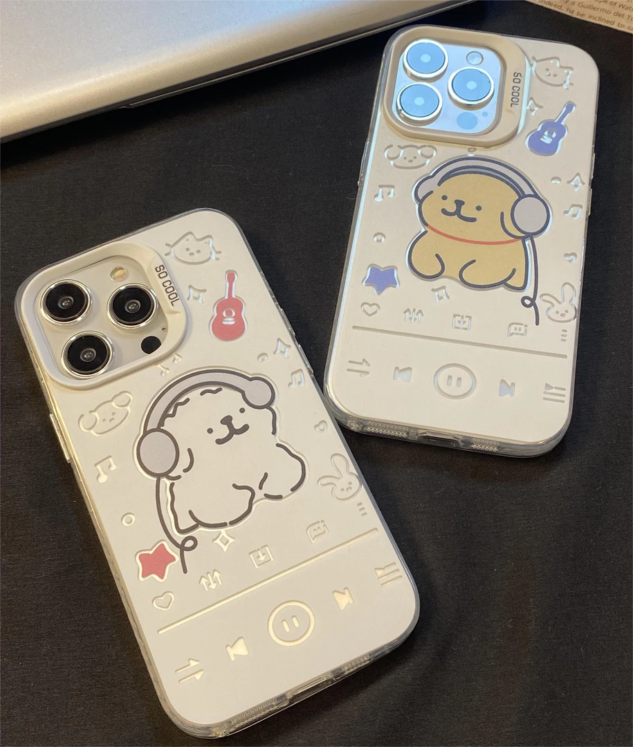 情侣线条小狗适用苹果华为手机壳iphone16E/14卡通15p小熊可爱ins