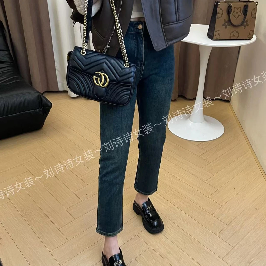 法棍裤～诗诗家2023秋冬推荐四面弹牛仔烟管裤小直筒3553