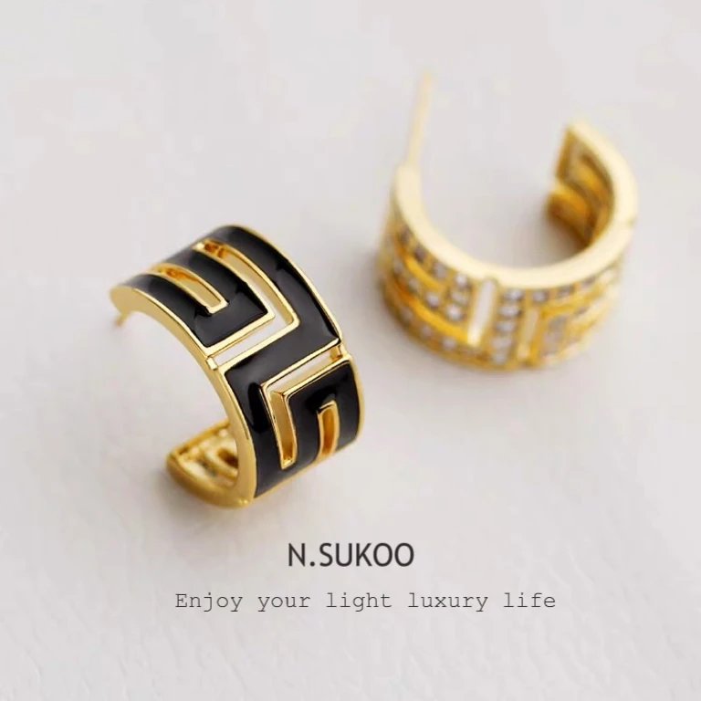 铜合金合成锆石耳饰 E0469时尚简约百搭气质个性耳圈