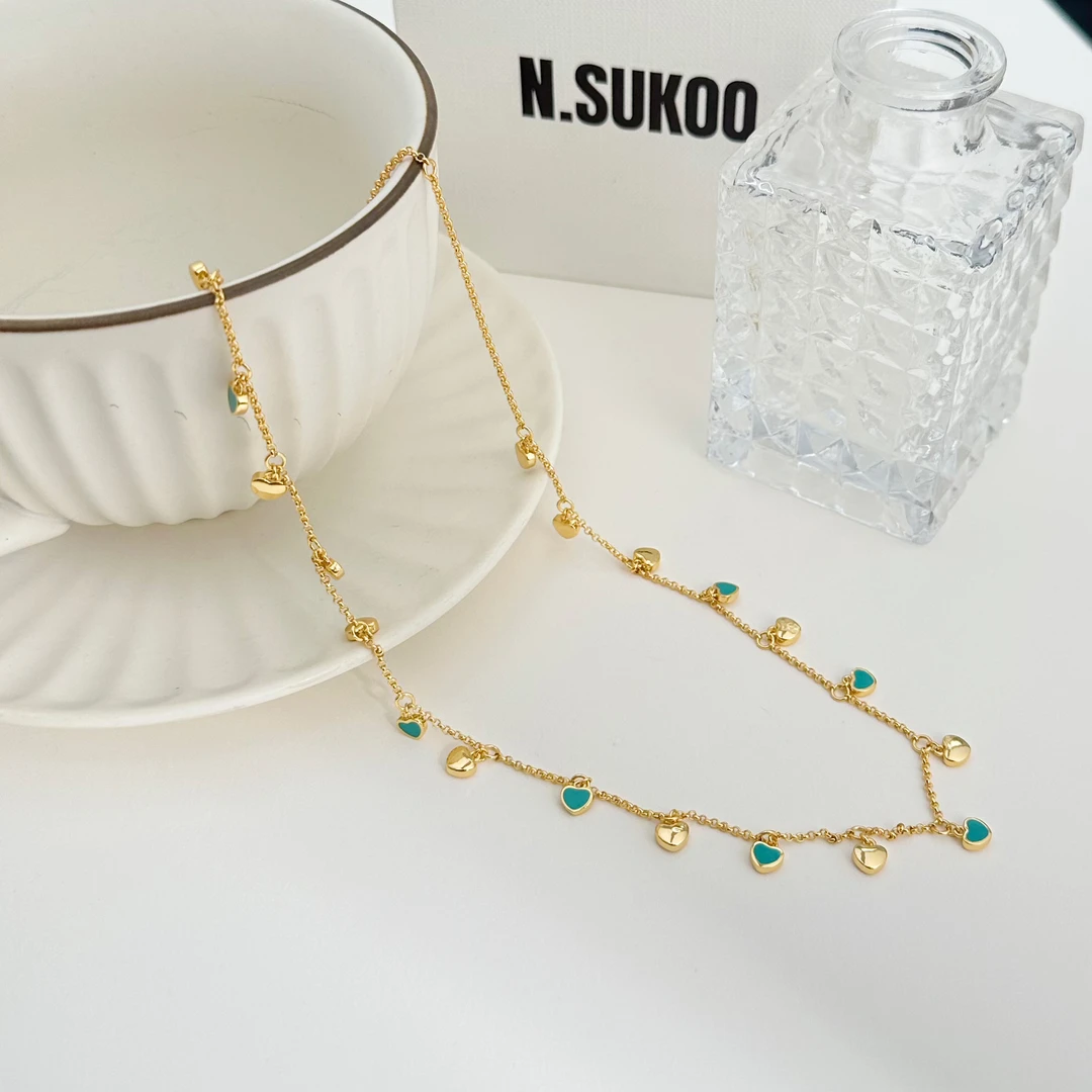 铜合金合成锆石项链 X0187 时尚小众法式ins叠戴轻奢锁骨链设计师