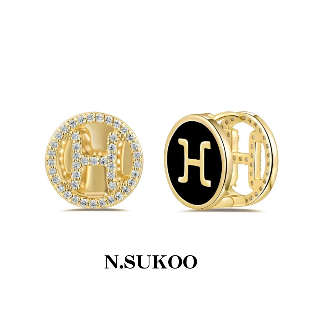 铜合金耳饰 E0005个性小众H字母耳钉潮流欧美个性耳钉