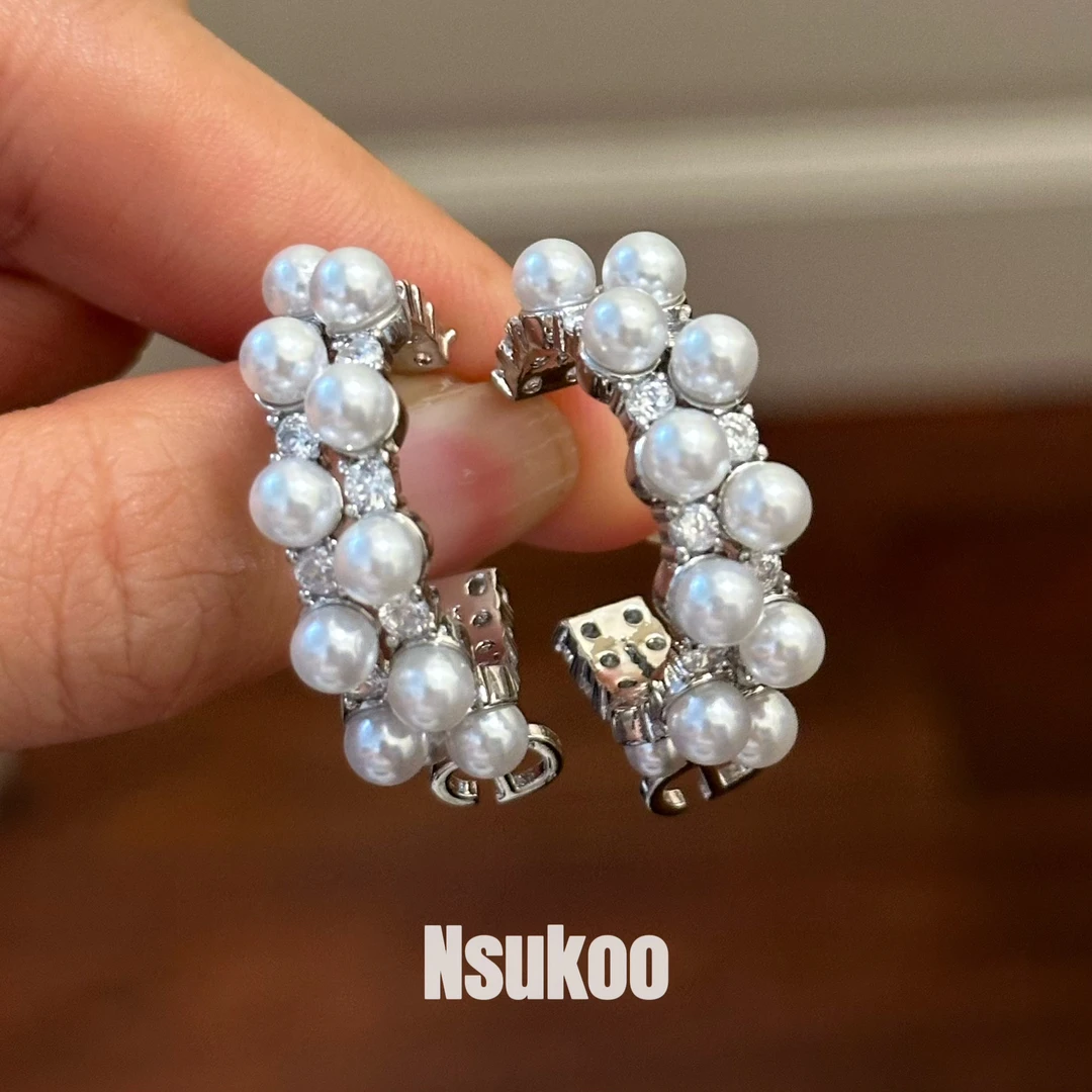 铜合金仿珍珠耳饰 E0173法式复古气质轻奢百搭精致ins耳环