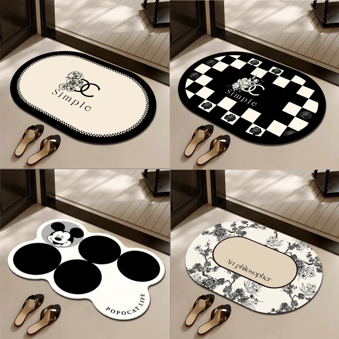 小香风硅藻泥浴室防滑地垫门口吸水卫生间脚垫硅藻泥地毯卫浴门垫