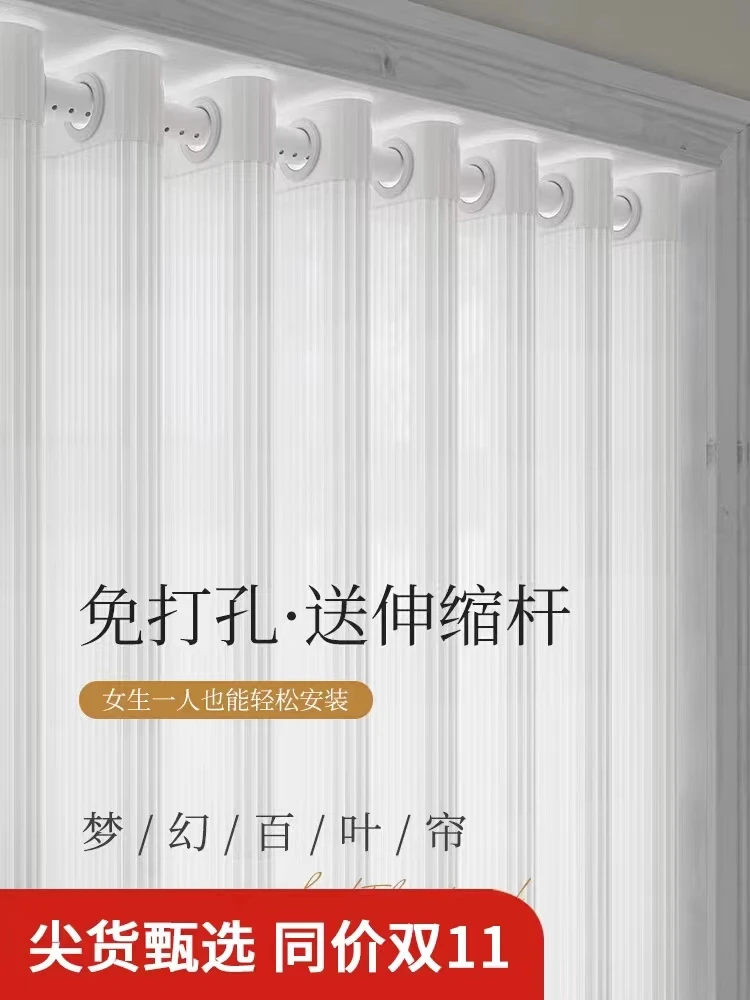 竖百叶纱帘遮光白色梦幻窗帘透光不透人阳台飘窗窗纱白纱2023新款