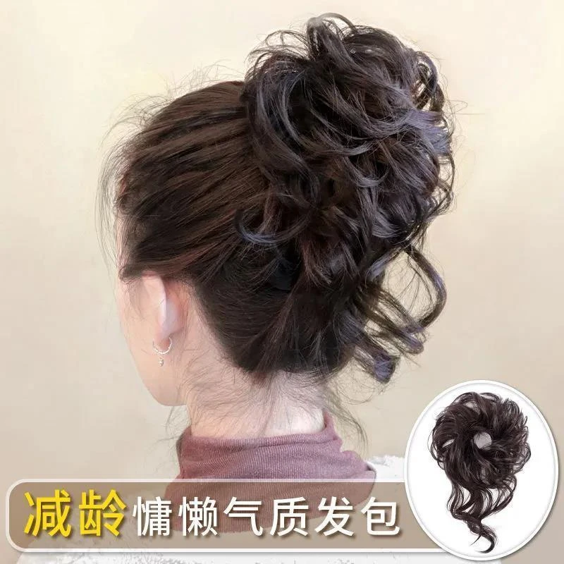 丸子头真发发圈假发女花苞头发饰网红自然蓬松懒人假发包盘发神器