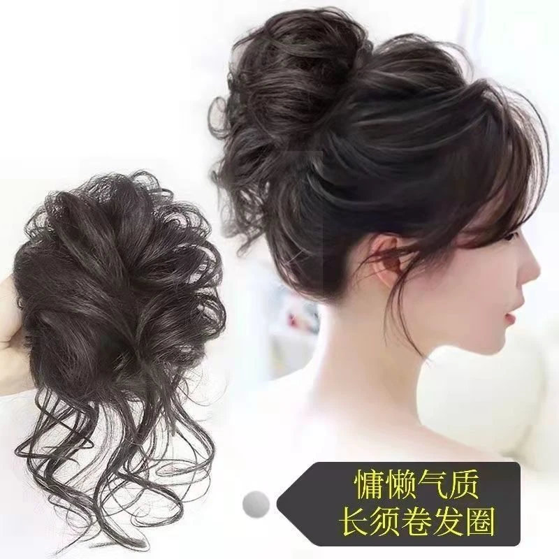 新款优雅自然蓬松慵懒气质丸子头假发圈长须盘发假发包盘发发饰品