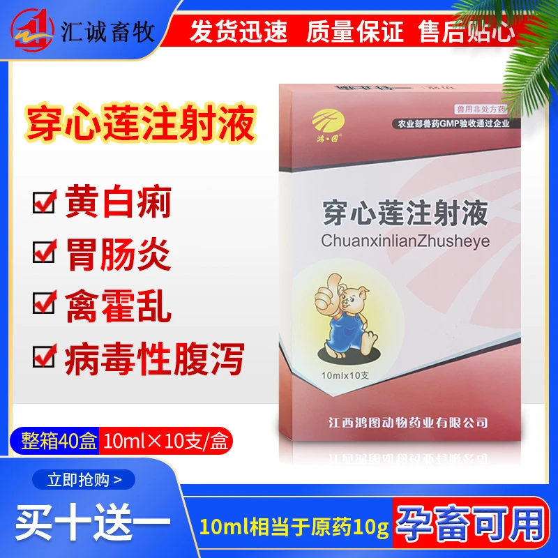 穿心莲注射用液兽用兽药中药材针剂一针止痢猪药牛羊药肠炎白痢
