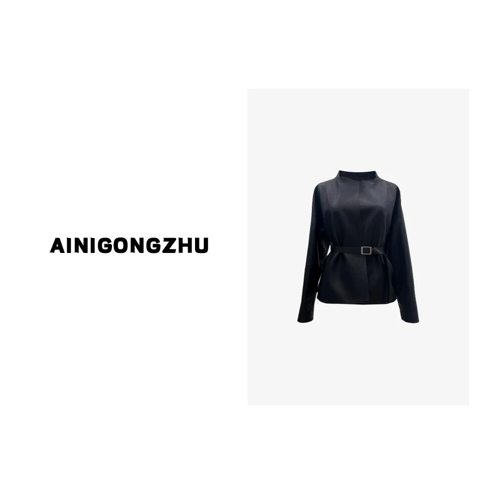 AINIGONGZHU/艾妮公主春秋设计感绵羊皮女装气质真皮外套66233