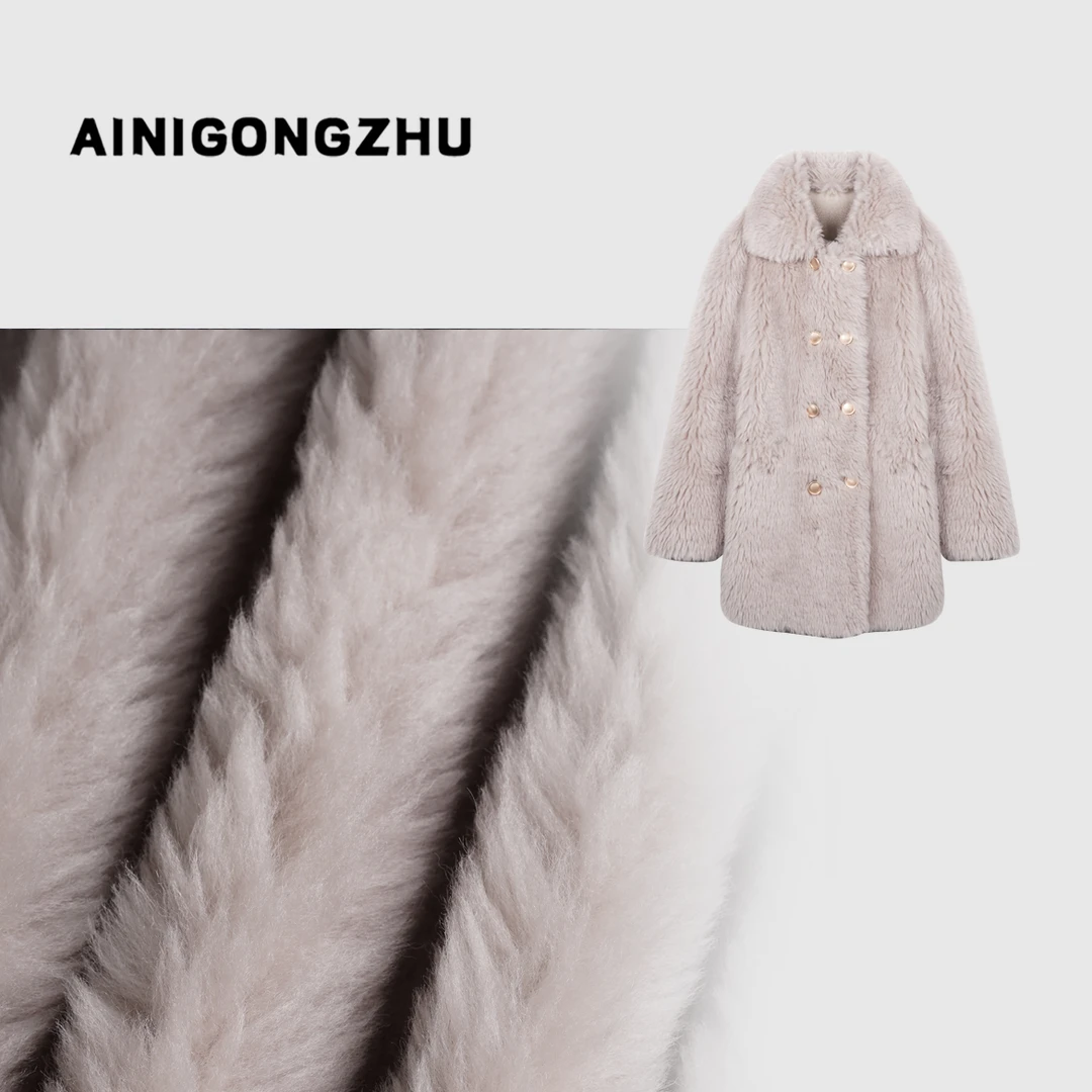 AINIGONGZHU/艾妮公主冬季女中长款气质翻领羊毛秋冬厚外套23031