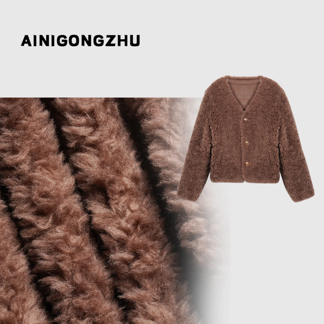 AINIGONGZHU/艾妮公主秋冬新款棒球领小香风羊毛颗粒外套2229