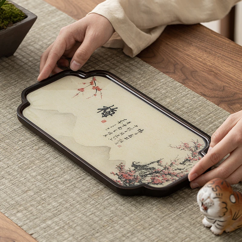 慕兮予物古风茶道干泡台茶盘干泡盘泡茶盘长方形茶托盘杯托茶壶托