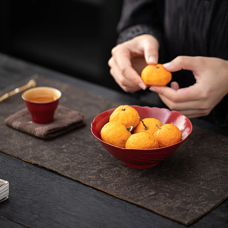 慕兮予物宫墙红花口果盘杯洗高足莲花水洗茶点盘笔洗水盂洗茶杯