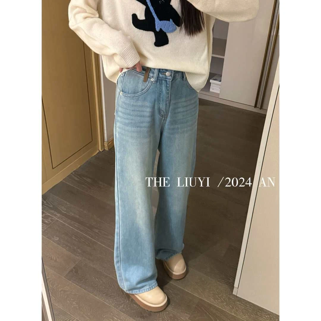 【LIUYI】水星记~冬季加绒高腰显瘦窄版牛仔裤410053