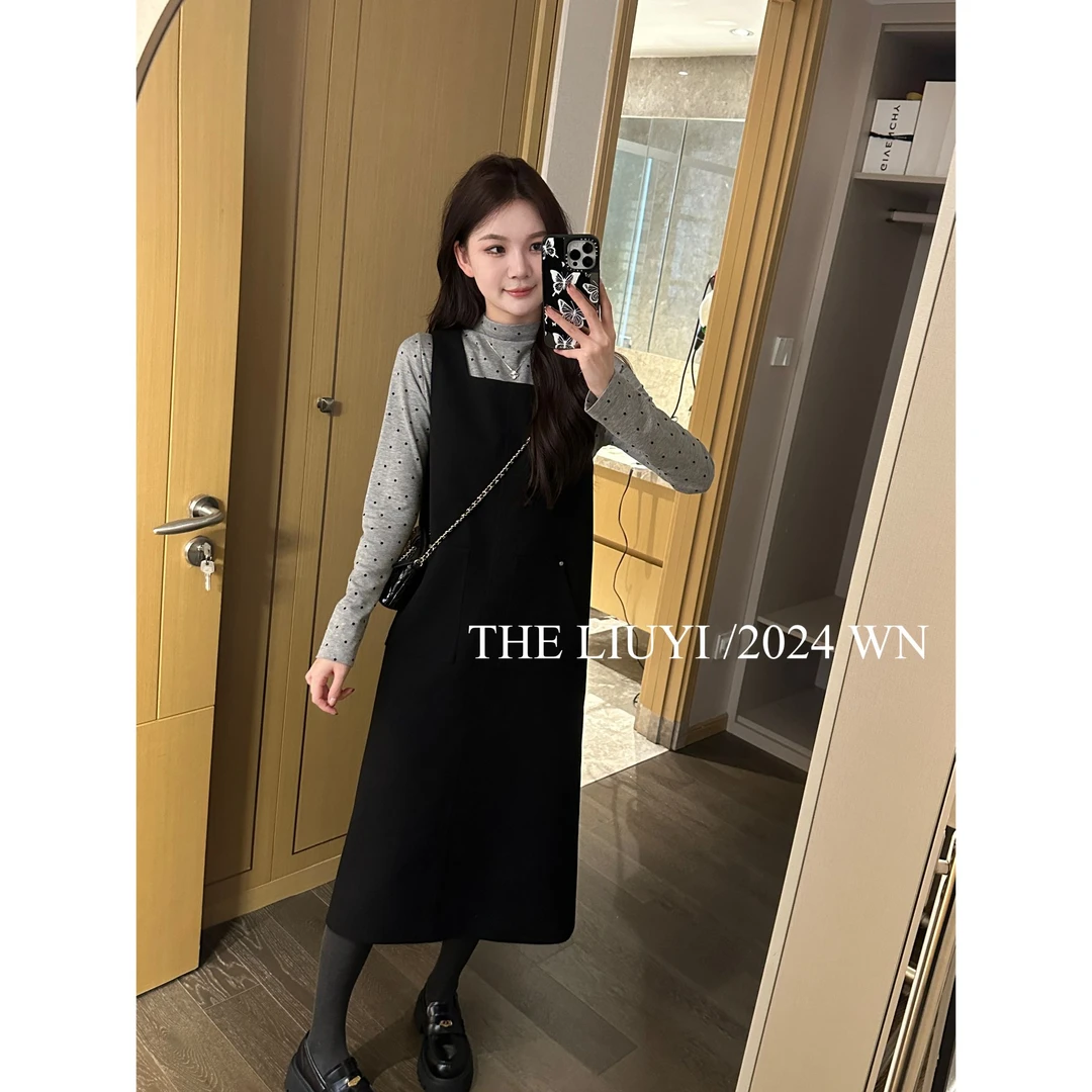 【LIUYI】露娜～冬季毛呢长款背心裙411021