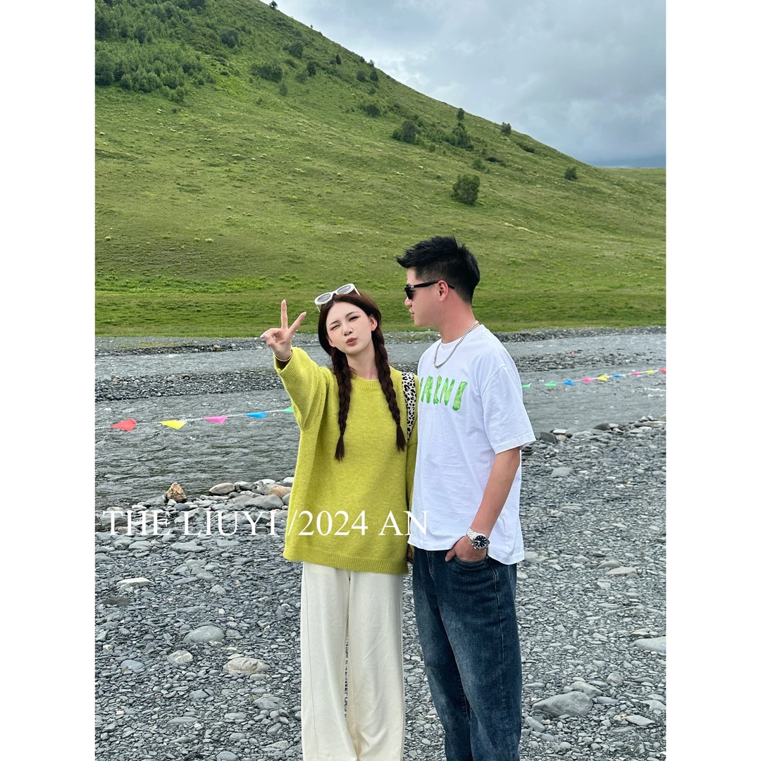 【LIUYI】青柠~秋季慵懒风圆领套头毛衣47277