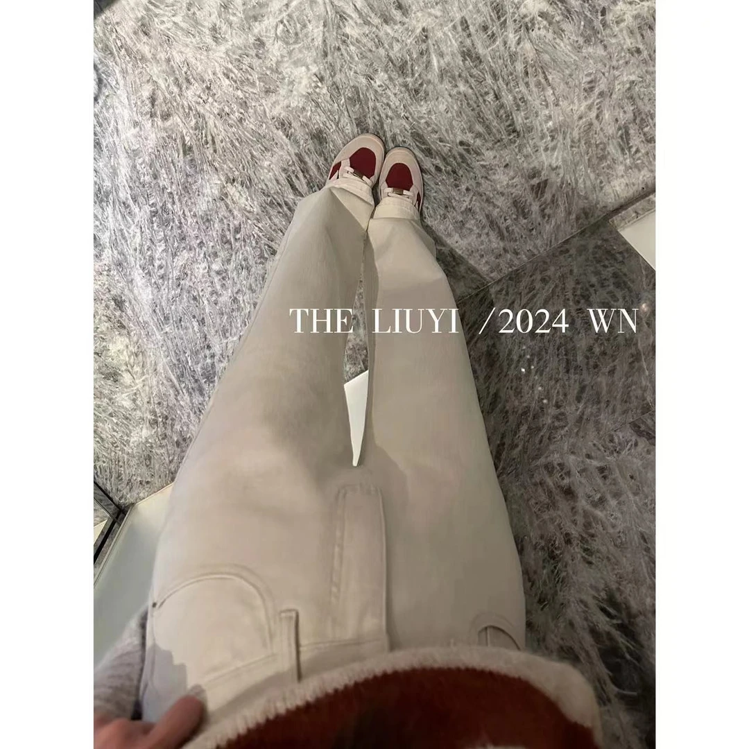 【LIUYI】布丁牛仔~冬季高腰四面弹窄版加绒牛仔裤49272