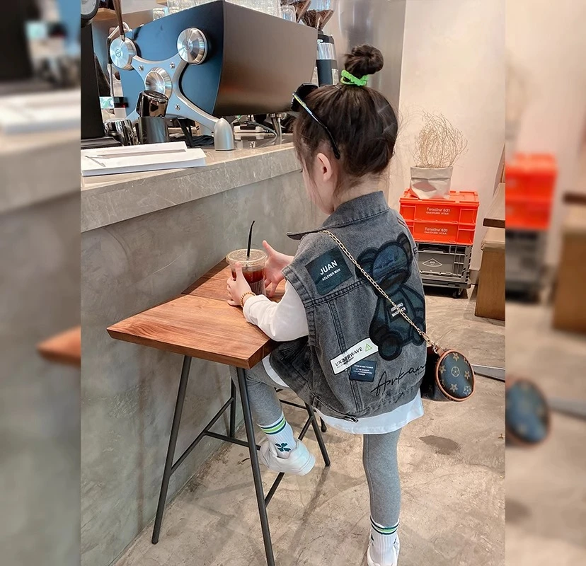 女童外套春秋款秋装宝宝小女孩洋气牛仔马甲儿童时髦背心21082539