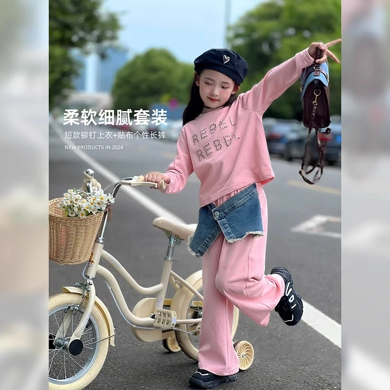 女童套装秋季新款儿童长袖T恤裤子女大童洋气上衣两件套24062605