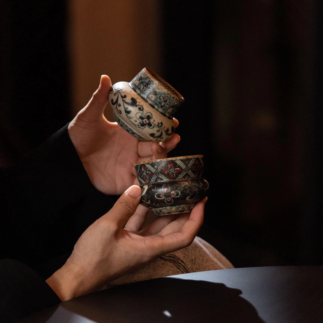 诗瓷集咖啡杯系列 釉下彩见花开 ‖ mini黑白对杯套组