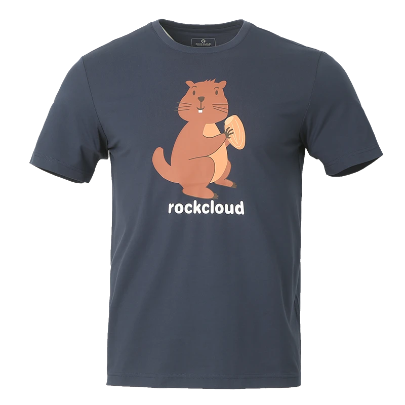 RockCloud/岩云春夏新款户外运动防晒凉感纱透气印花男士短袖T恤