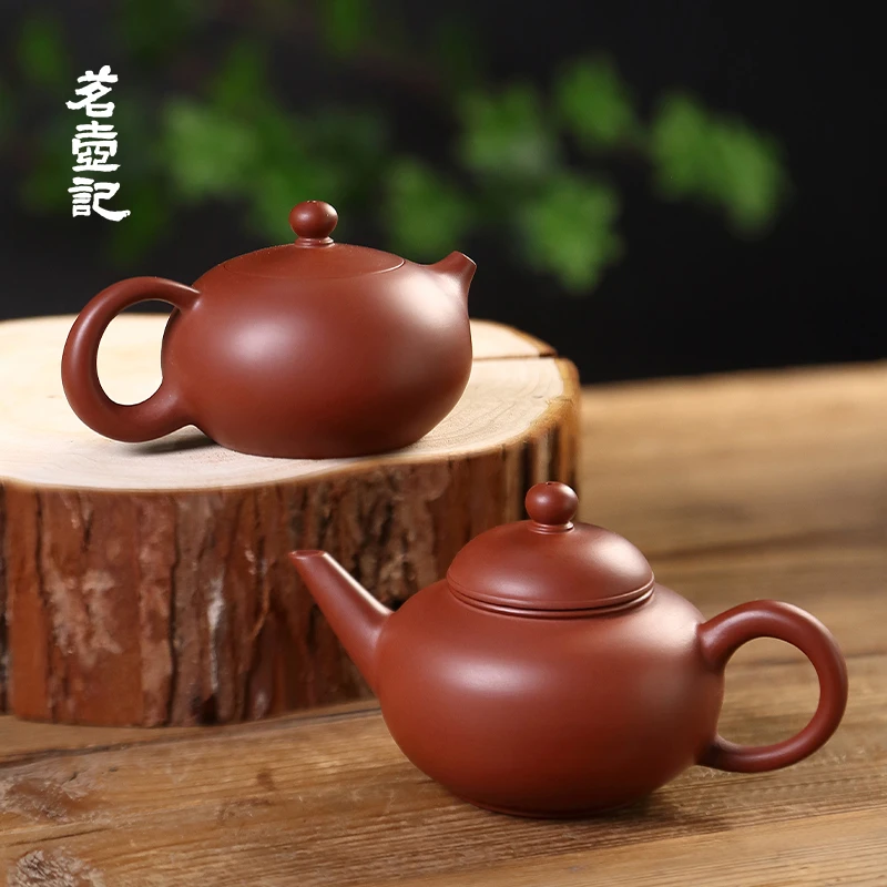 潮州手拉壶 全手工原矿朱泥西施水平紫砂壶 功夫茶器茶具泡茶壶