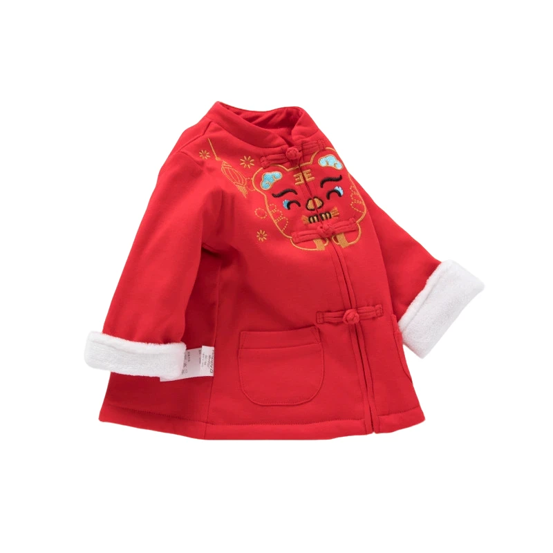 哈贝比宝宝外套男女童新年系列衣服夹棉保暖长袖喜庆中国风冬外服