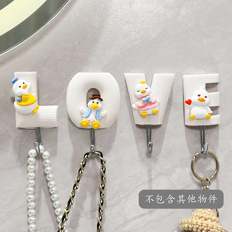 门后免打孔挂钩强力粘胶无痕可爱卡通创意字母装饰粘钩强力承重