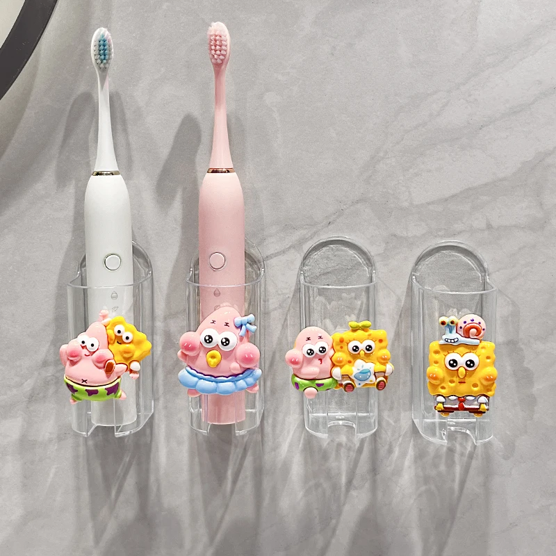 2024新款电动牙刷置物架免打孔可爱卡通卫生间壁挂式牙刷收纳架子
