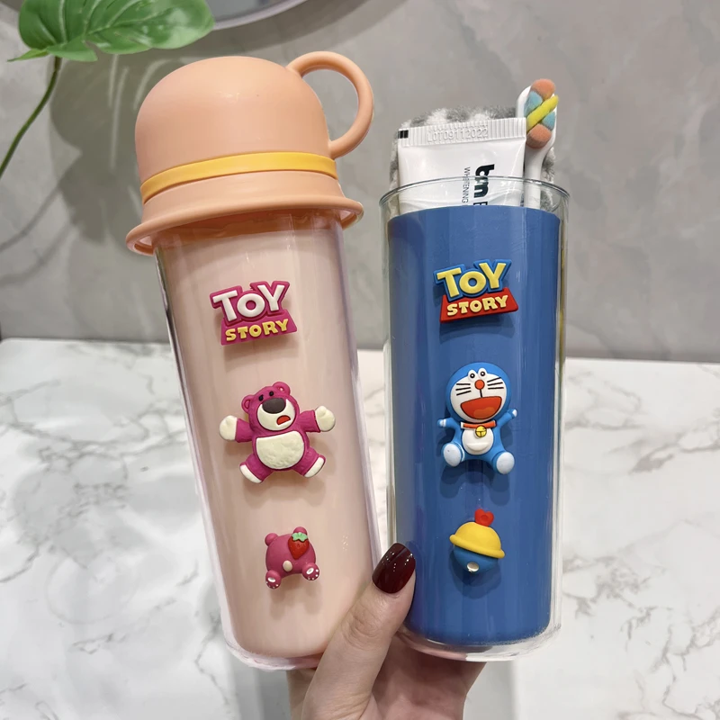 三合一旅游漱口杯高颜值可爱卡通一家三口洗漱杯旅游牙刷套装便携