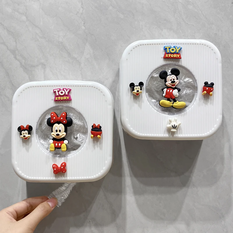 保鲜膜套收纳盒可爱卡通免打孔壁挂一次性抽取式保鲜袋罩厨房家用